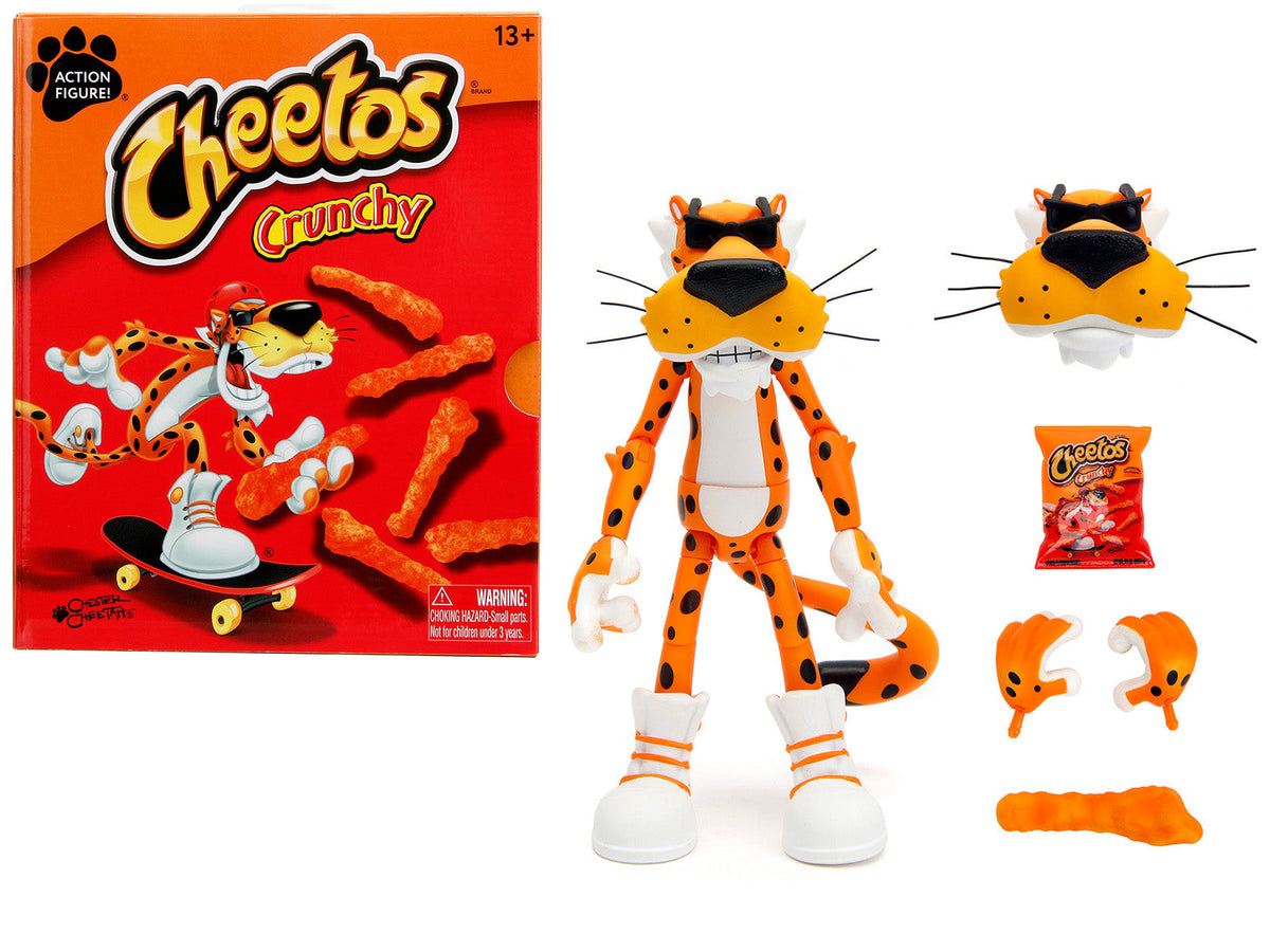 Chester Cheetah 5.5" Figure with Accessories and Alternate Head and Hands "Cheetos Crunchy" model by Jada free shipping USA
