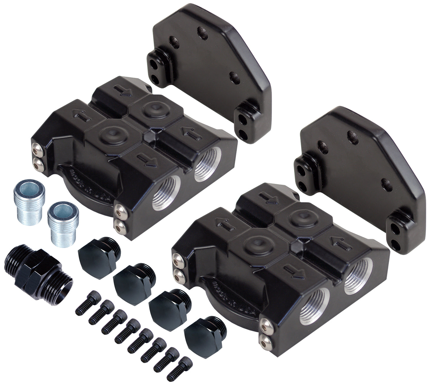 Premium -10AN Side Ports Dual Filter Mount 13/16"-16 Filter Threads