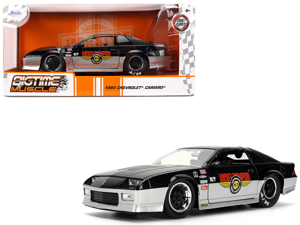 1985 Chevrolet Camaro Z28 "Mickey Thompson" Black and Silver Metallic "Bigtime Muscle" Series 1/24 Diecast Model Car by Jada free shipping USA