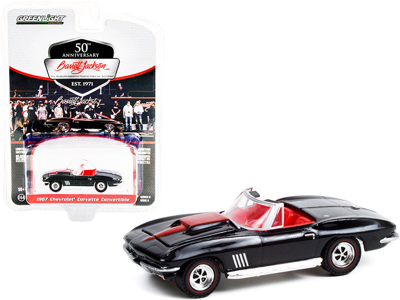 1967 Chevrolet Corvette Convertible Black with Red Stripe and Red Interior (Lot #1367) Barrett Jackson "Scottsdale Edition" Series 8 1/64 Diecast Model Car by Greenlight free shipping USA