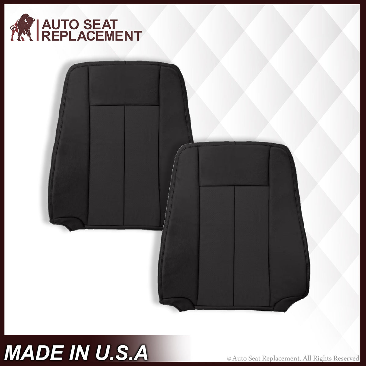 2007-2014 Ford Expedition Driver and Passenger SOLID Replacement Seat Cover in BLACK Leather or Vinyl