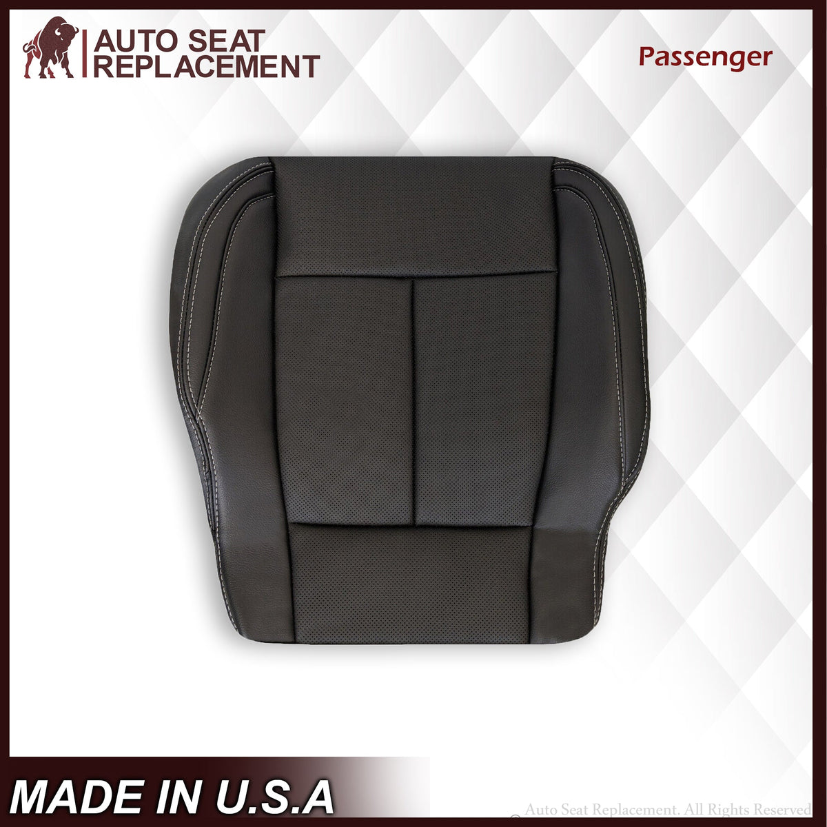 2015 - 2021 Ford F150 Super Crew Perforated Leather or Synthetic Leather Bottom Seat Cover In Black