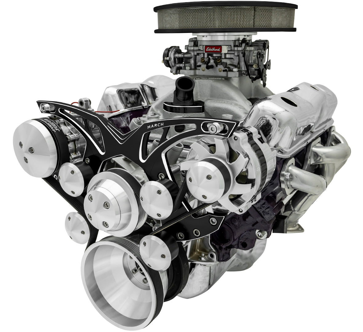 Small Block Chevy Style Track Serpentine System - AC & ALT - Black Onyx