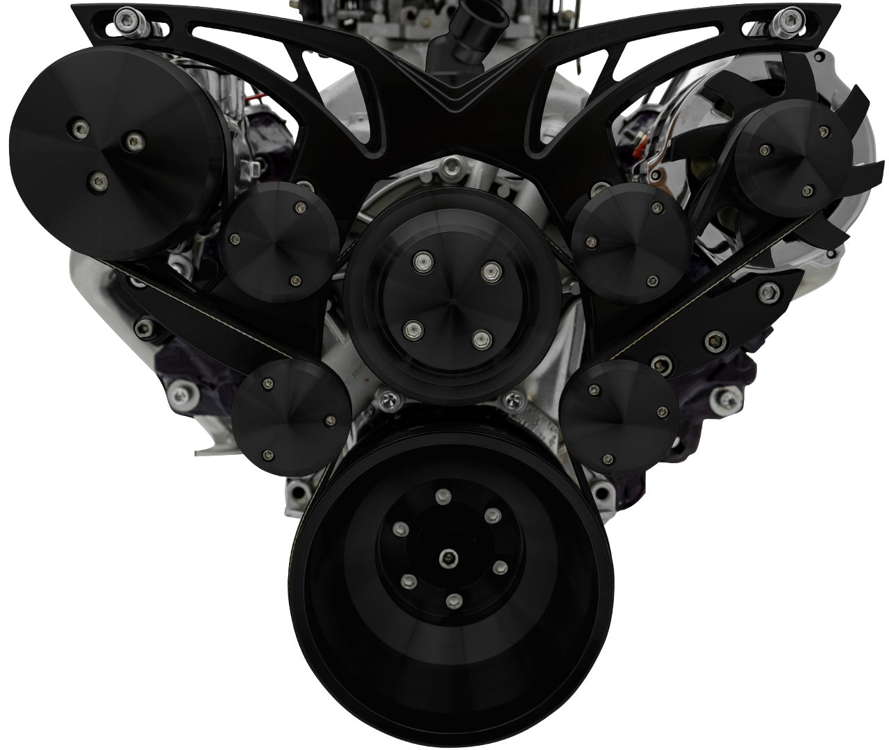 Small Block Chevy Style Track Serpentine System - AC & ALT - Black