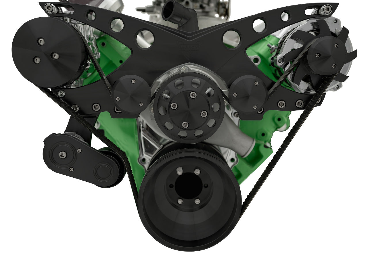 Big Block Chrysler Revolver Serpentine System - AC & ALT - Black