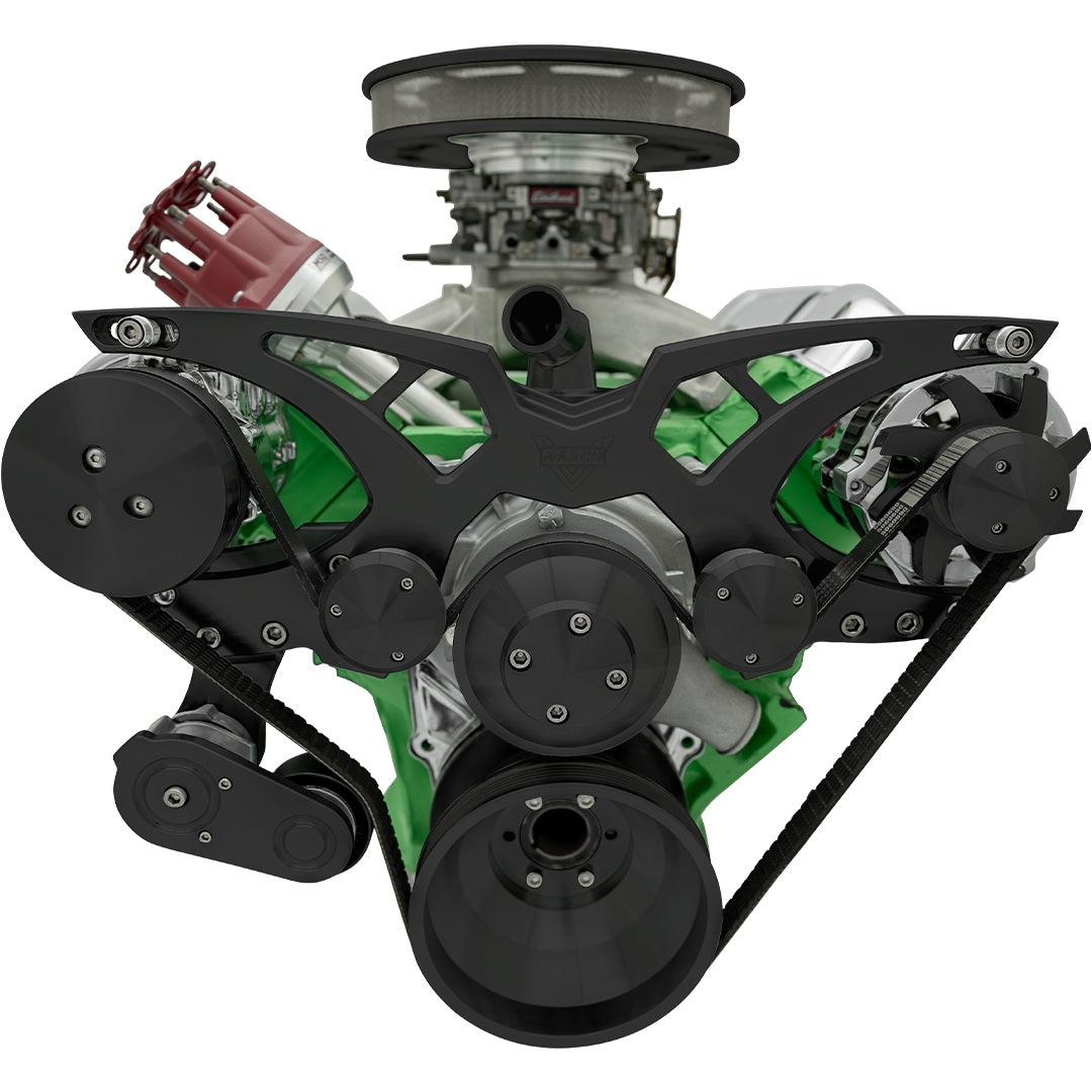 Big Block Chrysler Style Track Serpentine System - AC & ALT - Black