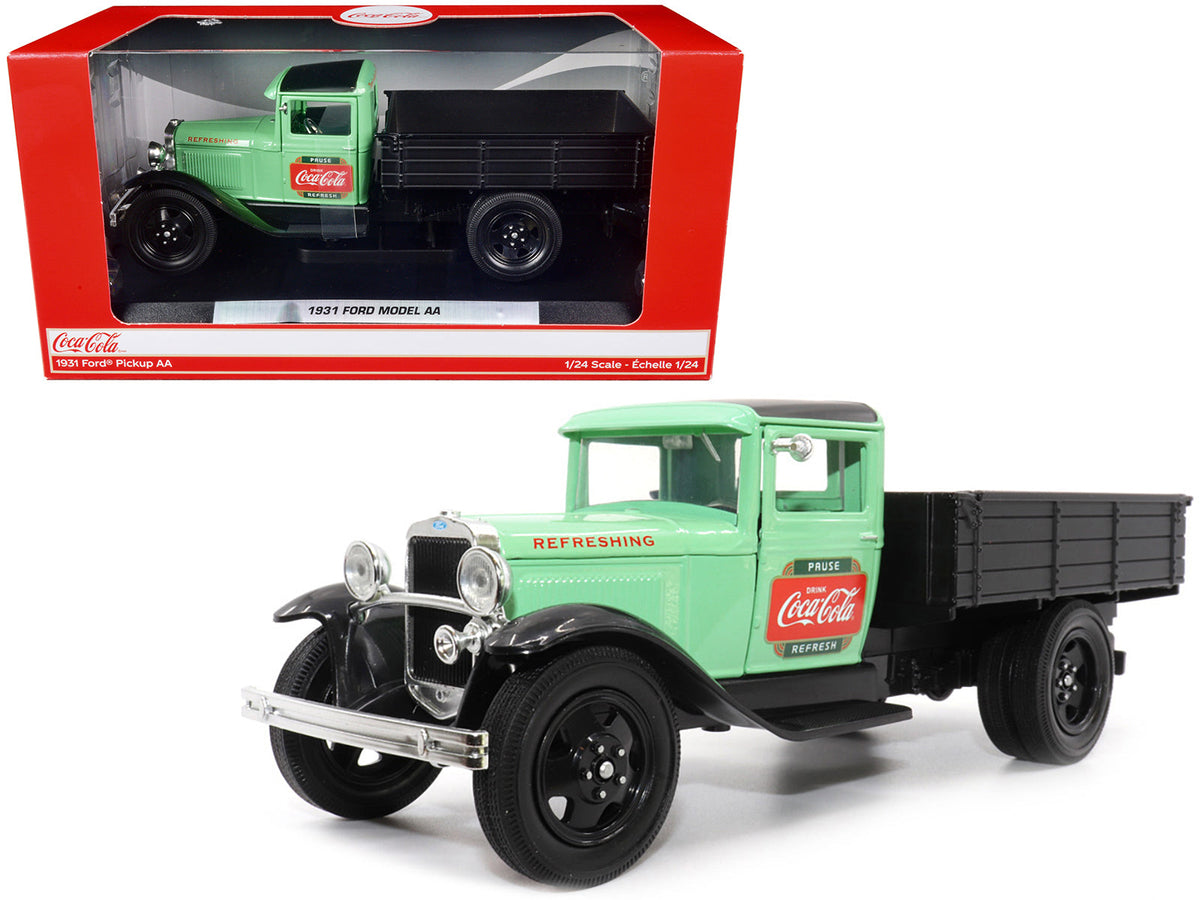 1931 Ford Model AA Pickup Truck Light Green and Black "Pause. Refresh. Drink Coca-Cola" 1/24 Diecast Model Car by Motor City Classics free shipping USA
