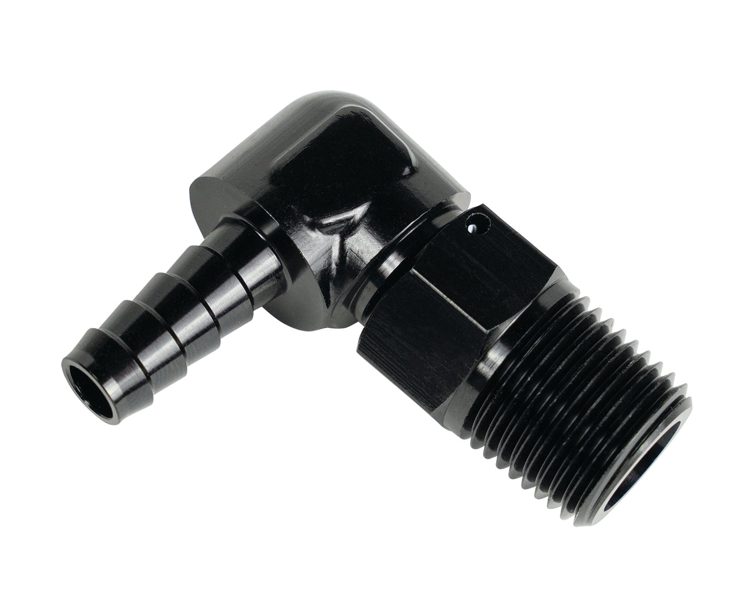 Aluminum Swivel Fitting 90° 7/8-14 UNF X 3/8" Barb