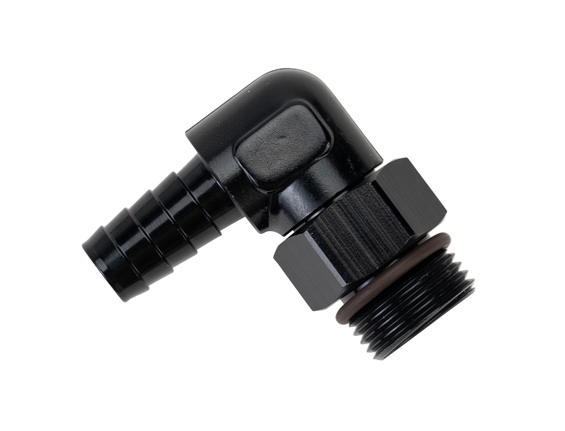Aluminum Swivel Fitting 90° 7/8-14 UNF X 1/2" Barb