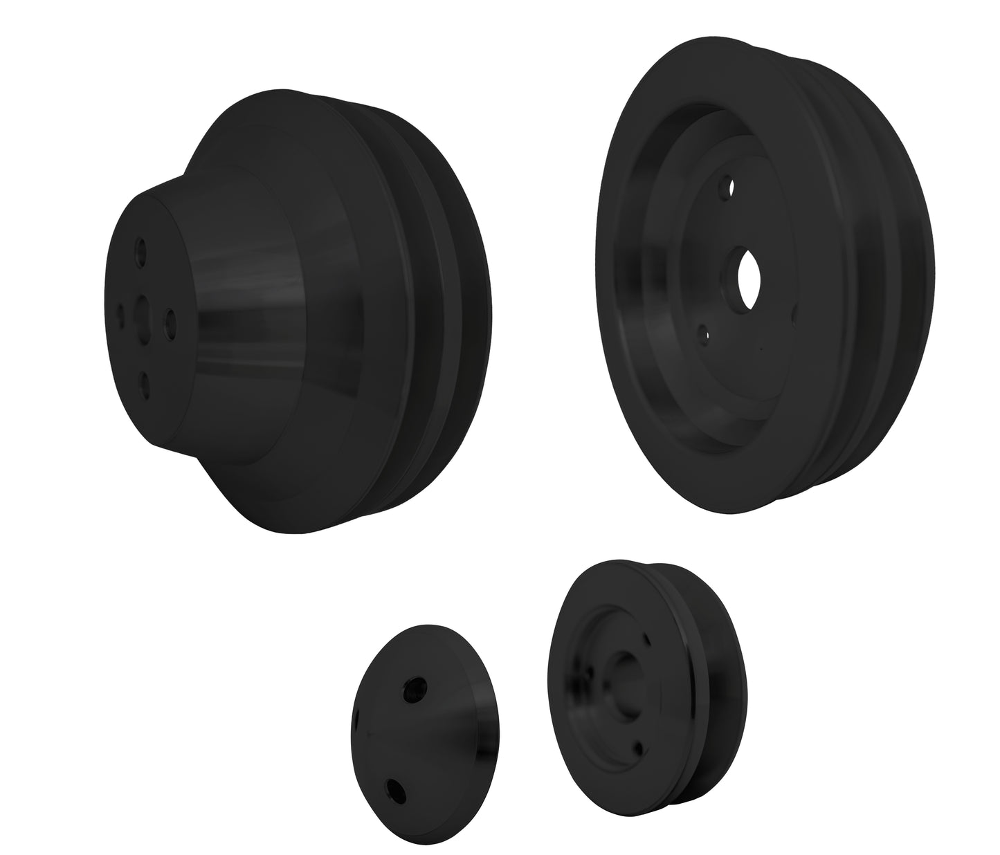 Small Block Chevy High Flow Pulley Kit - SWP - 2V - Black
