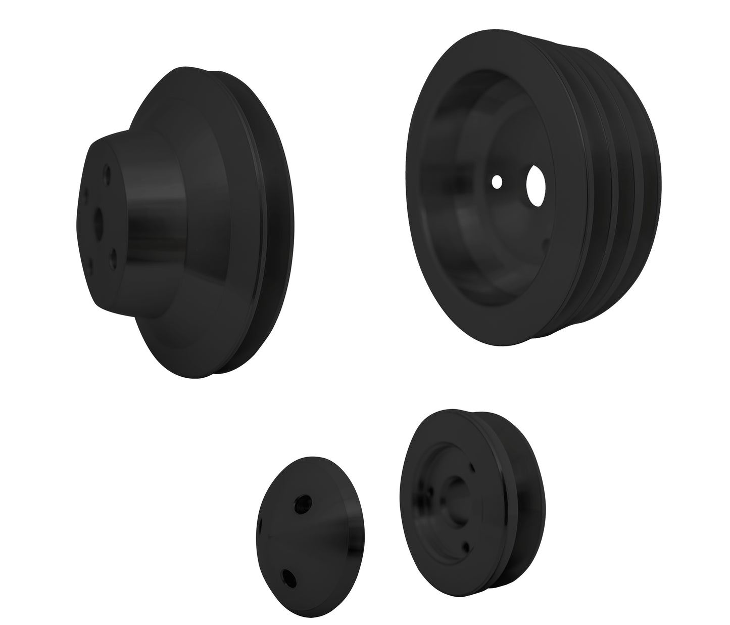 Small Block Chevy High Flow Pulley Kit - 3V - SWP - Black