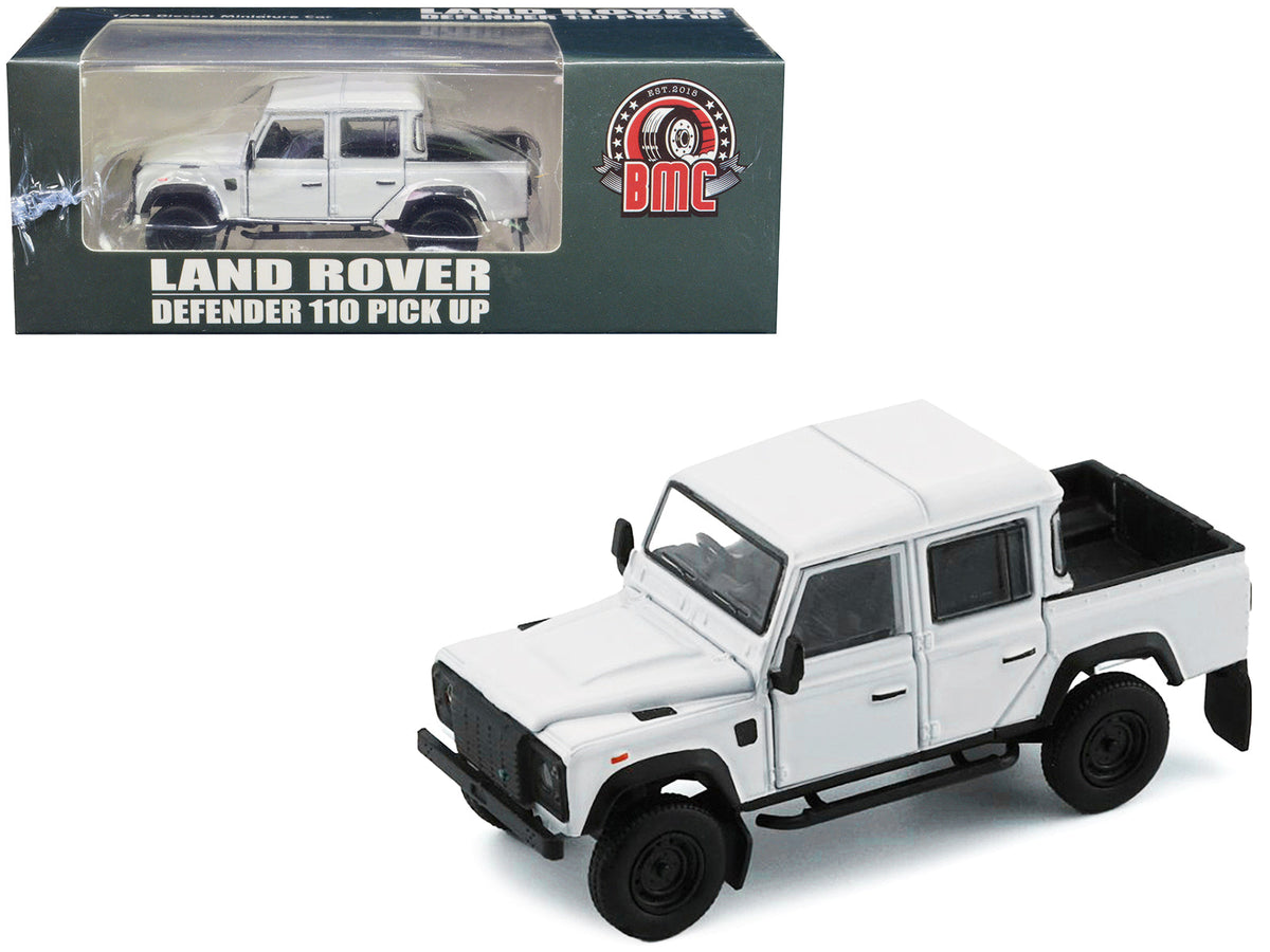 Land Rover Defender 110 Pickup Truck White with Extra Wheels 1/64 Diecast Model Car by BM Creations free shipping USA
