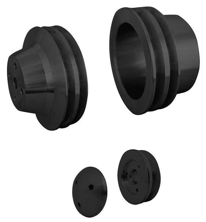 Big Block Chevy V-Belt Pulley Kit - 2V - LWP - Black
