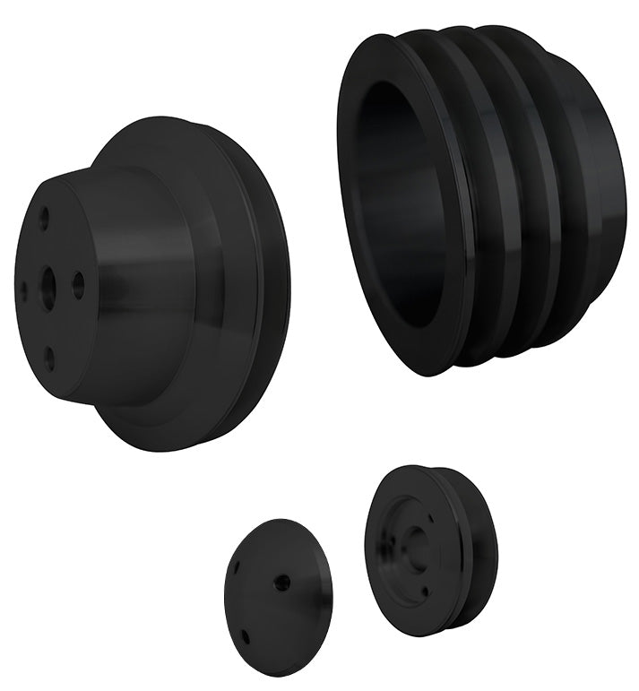 Big Block Chevy V-Belt Pulley Kit - 3V - LWP - Black