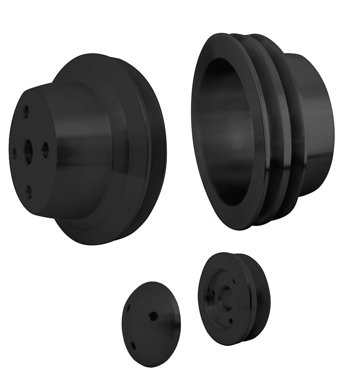 Big Block Chevy High Flow V-Belt Pulley Kit - 2V - LWP - Black