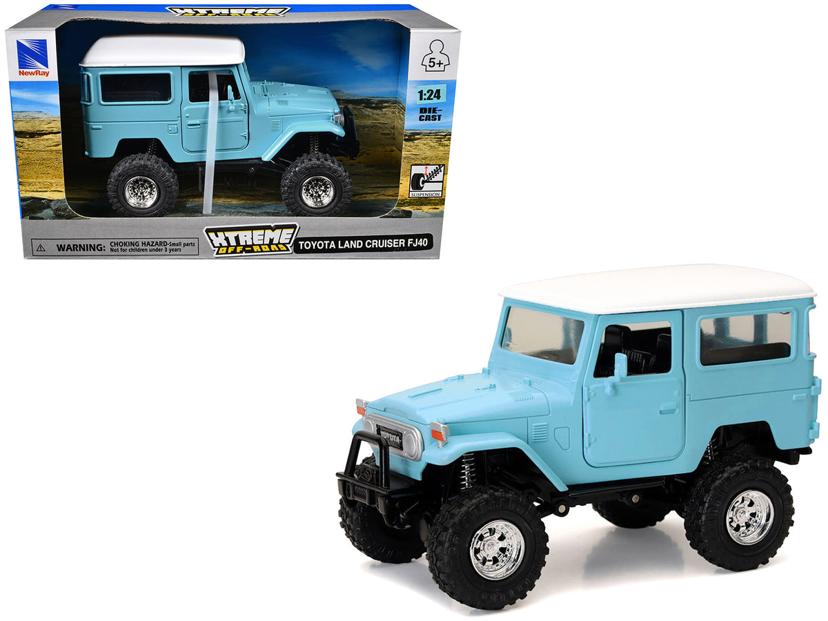 Toyota Land Cruiser FJ40 Light Blue with White Top "Xtreme Off-Road" Series 1/24 Diecast Model by New Ray free shipping USA