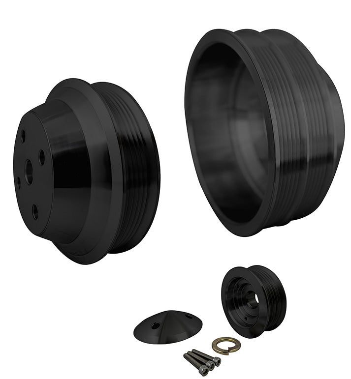 Big Block Chevy High Flow Serpentine Pulley Kit - LWP - 2V - Black