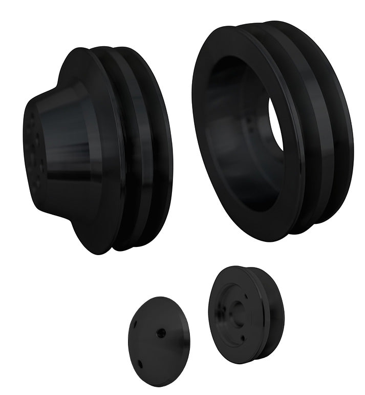 Big Block Chevy V-Belt Pulley Kit - SWP - 2V - Black