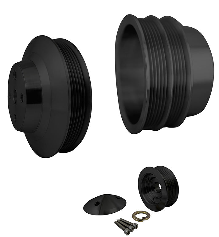 Big Block Chevy High Flow Serpentine Pulley Kit - LWP - 2V - Black