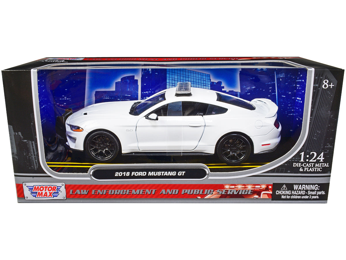 2018 Ford Mustang GT Police Car Unmarked Plain White "Law Enforcement and Public Service" Series 1/24 Diecast Model Car by Motormax free shipping USA