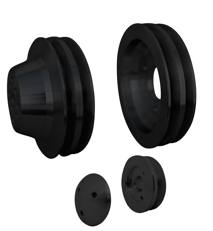 Big Block Chevy High Flow V-Belt Pulley Kit - SWP - 2V - Black