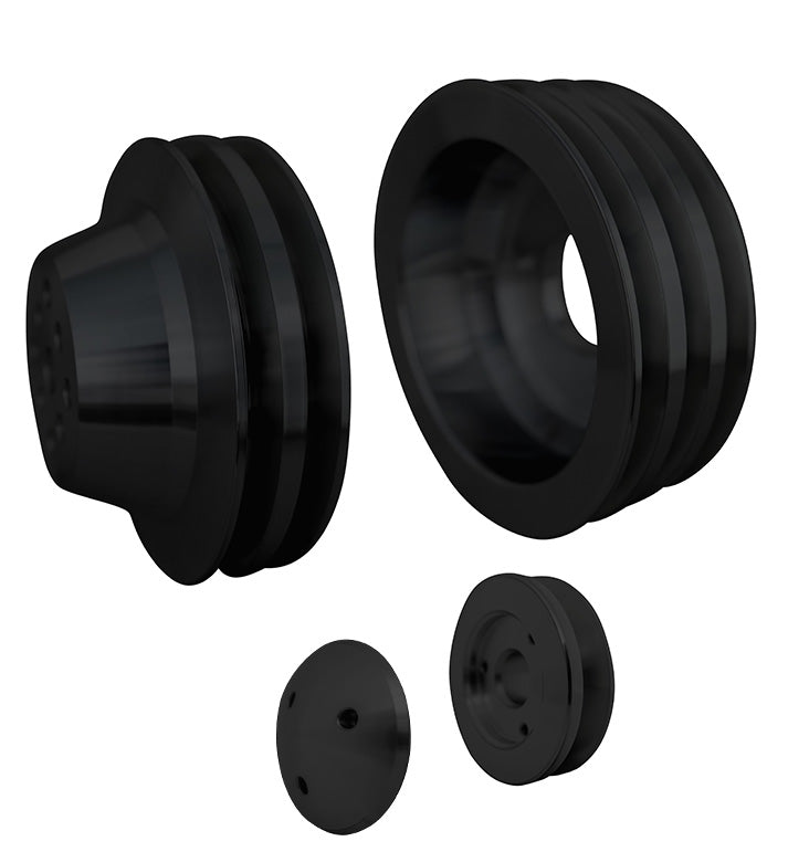 Big Block Chevy High Flow V-Belt Pulley Kit - SWP - 3V - Black
