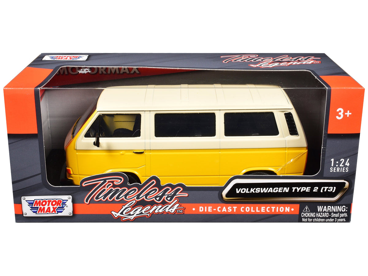 Volkswagen Type 2 (T3) Van Yellow and Beige "Timeless Legends" Series 1/24 Diecast Model Car by Motormax free shipping USA
