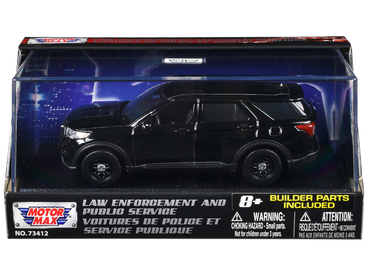 2022 Ford Police Interceptor Utility Black Unmarked "Custom Builder's Kit" "Law Enforcement and Public Service" Series 1/43 Diecast Model Car by Motormax free shipping USA