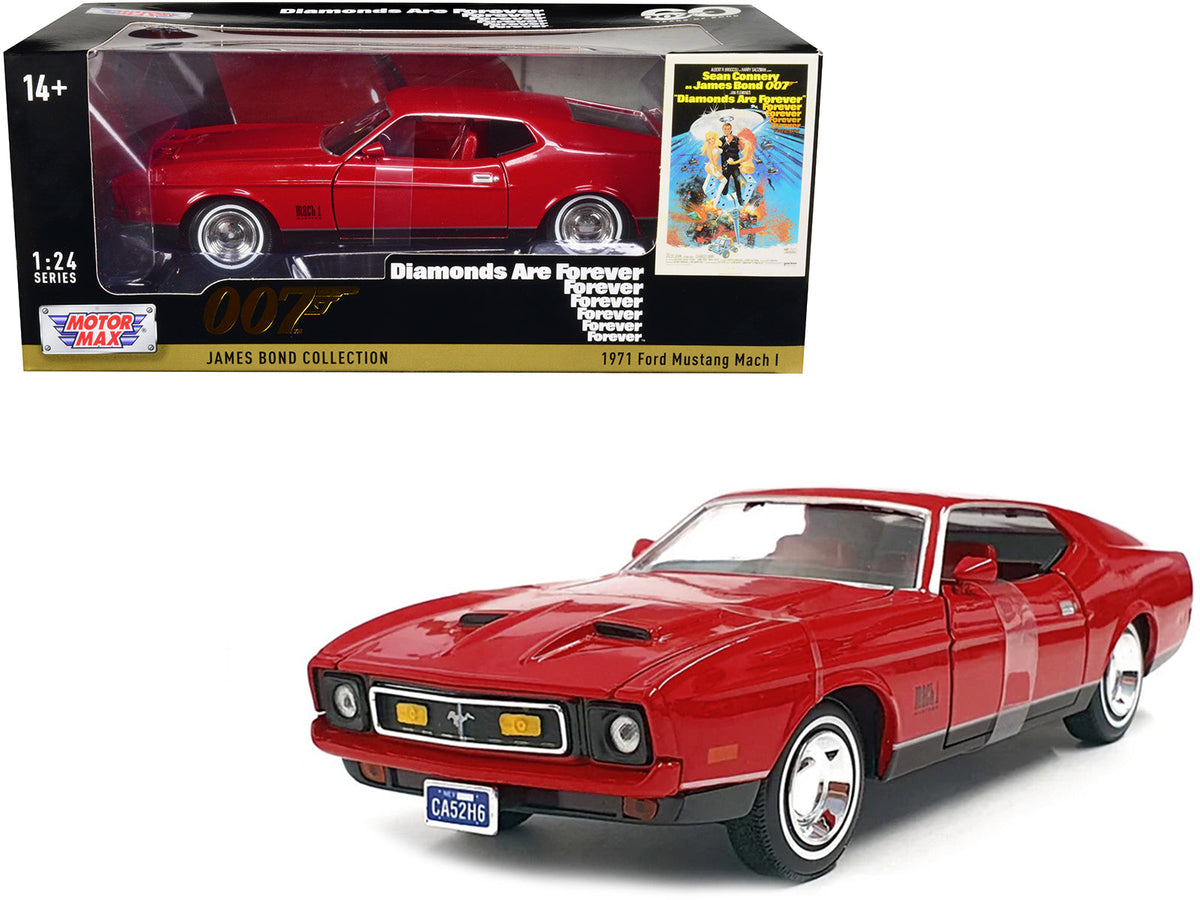 1971 Ford Mustang Mach 1 Red James Bond 007 "Diamonds are Forever" (1971) Movie "James Bond Collection" Series 1/24 Diecast Model Car by Motormax free shipping USA