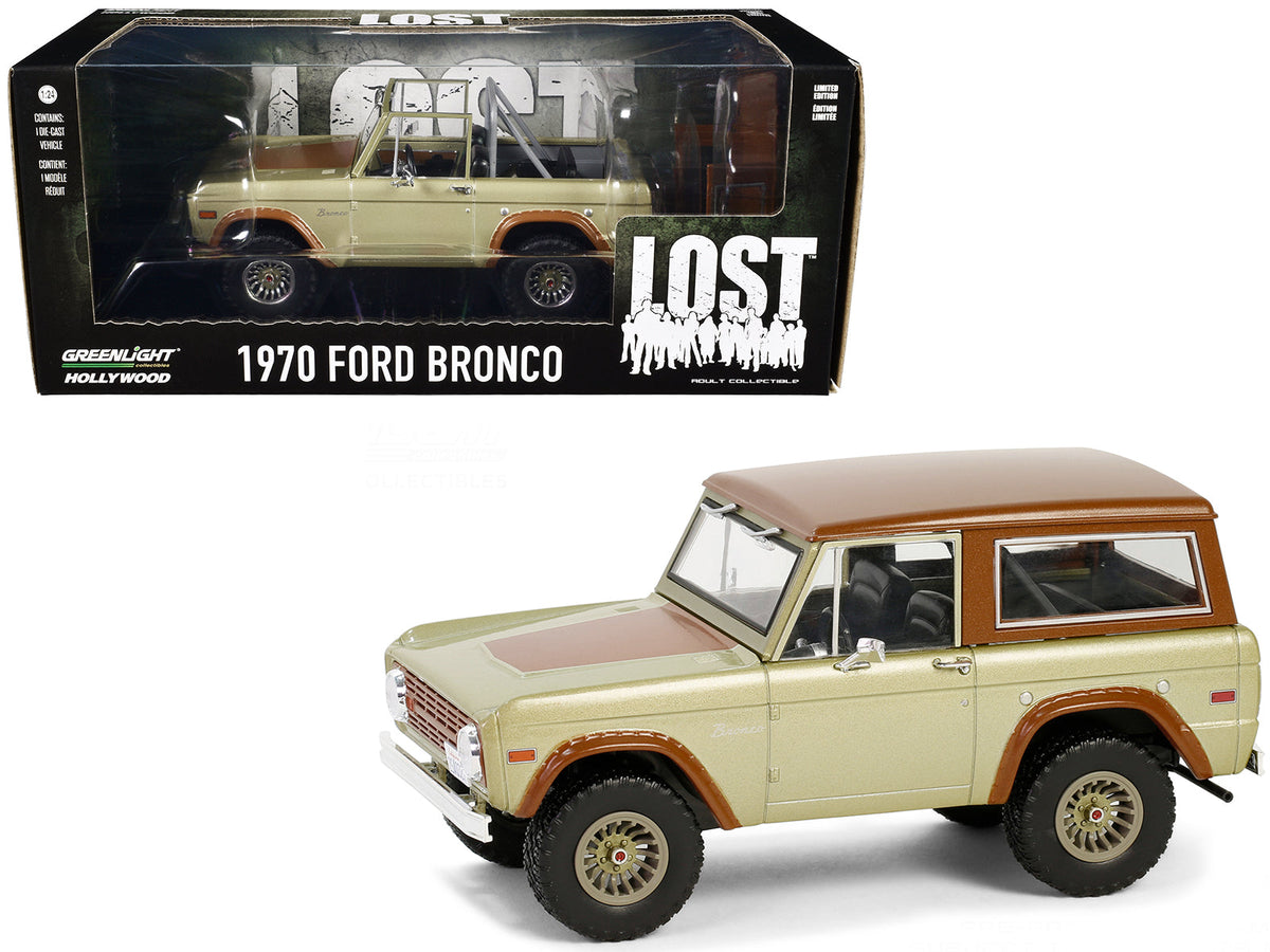 1970 Ford Bronco Gold Metallic with Brown Hood and Top "Lost" (2004-2010) TV Series "Hollywood" Series 20 1/24 Diecast Model Car by Greenlight free shipping USA