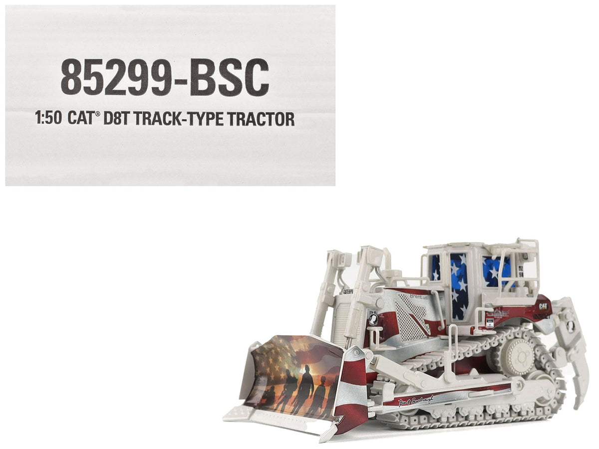 CAT Caterpillar D8T Track Type Tractor with Single Shank Ripper "Brent Scarbrough & Co." Patriotic Livery "High Line" Series 1/50 Diecast Model by Diecast Masters free shipping USA