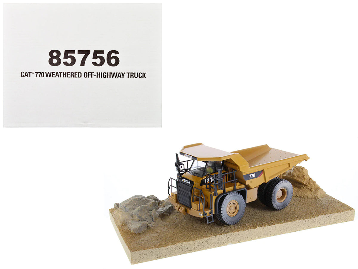 CAT Caterpillar 770 Off-Highway Truck Yellow (Weathered) with Operator "Weathered" Series 1/50 Diecast Model by Diecast Masters free shipping USA