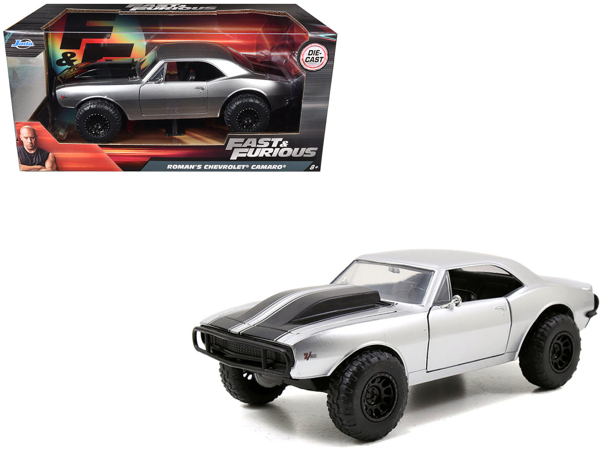 Roman's Chevrolet Camaro Z/28 Silver "Fast & Furious 7" Movie 1/24 Diecast Model Car by Jada free shipping USA