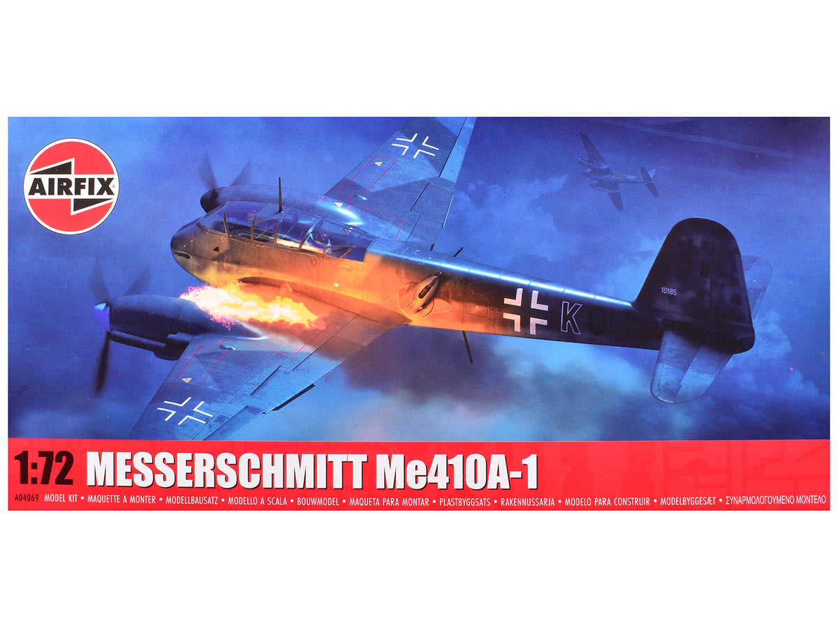 Level 2 Model Kit Messerschmitt Me410A-1 Fighter Aircraft with 2 Scheme Options 1/72 Plastic Model Kit by Airfix free shipping USA