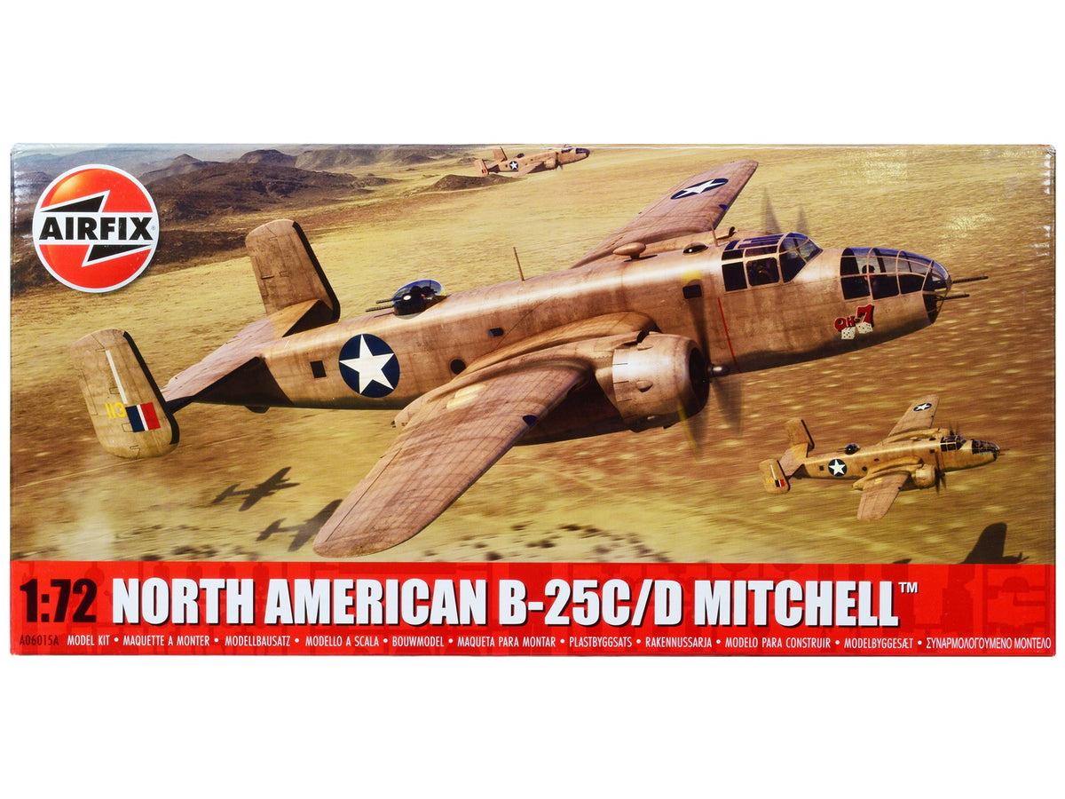 Level 3 Model Kit North American B-25C/D Mitchell Bomber Aircraft with 2 Scheme Options 1/72 Plastic Model Kit by Airfix free shipping USA