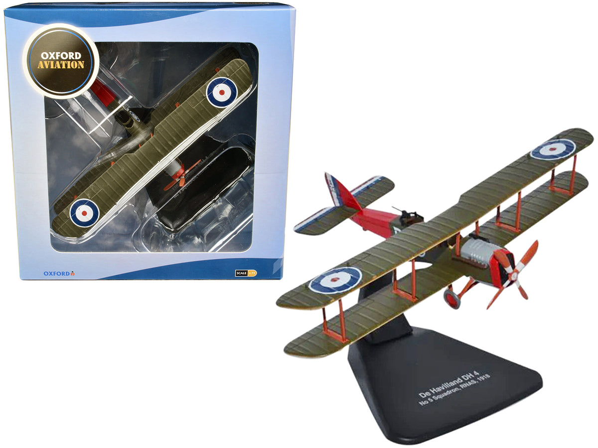 De Havilland DH4 Bomber Plane "5 Squadron Royal Naval Air Service" (1918) "Oxford Aviation" Series 1/72 Diecast Model Airplane by Oxford Diecast free shipping USA