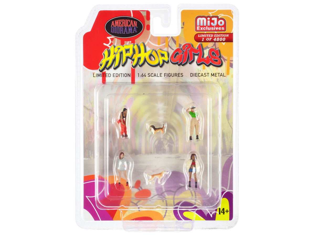 "Hip Hop Girls" 6 piece Diecast Set (4 Women 2 Dog Figures) Limited Edition to 4800 pieces Worldwide 1/64 Scale Models by American Diorama free shipping USA