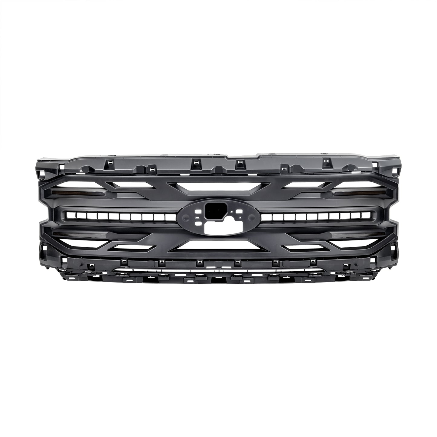 American Modified Armor Grille W/ Amber Lights & OEM Emblem Hole - Matte Black - AMFMAA00177