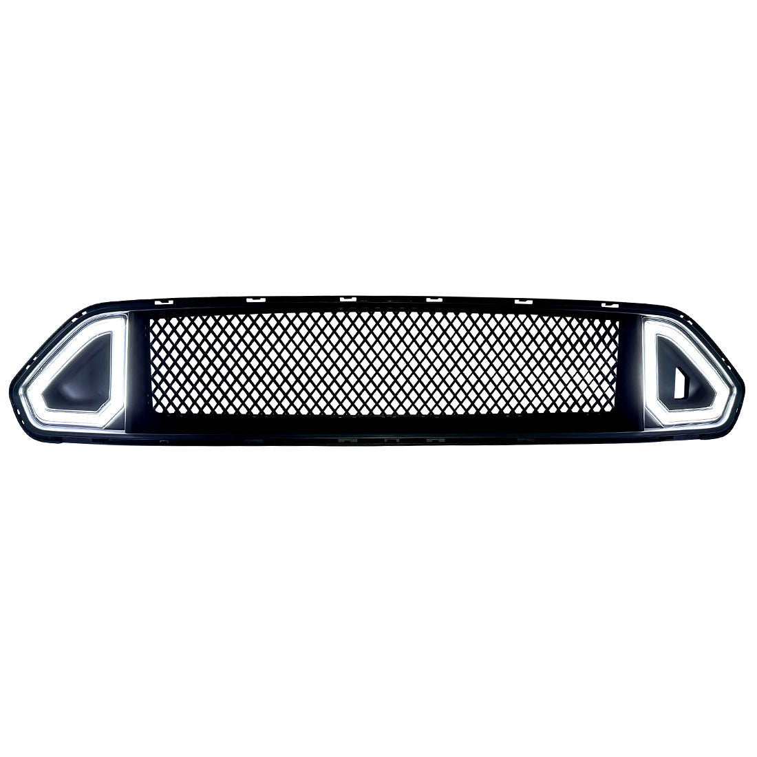 American Modified Front Mesh Upper Grille W/ LED DRL Turn Signal Light Matte Black - AMFMCA00607