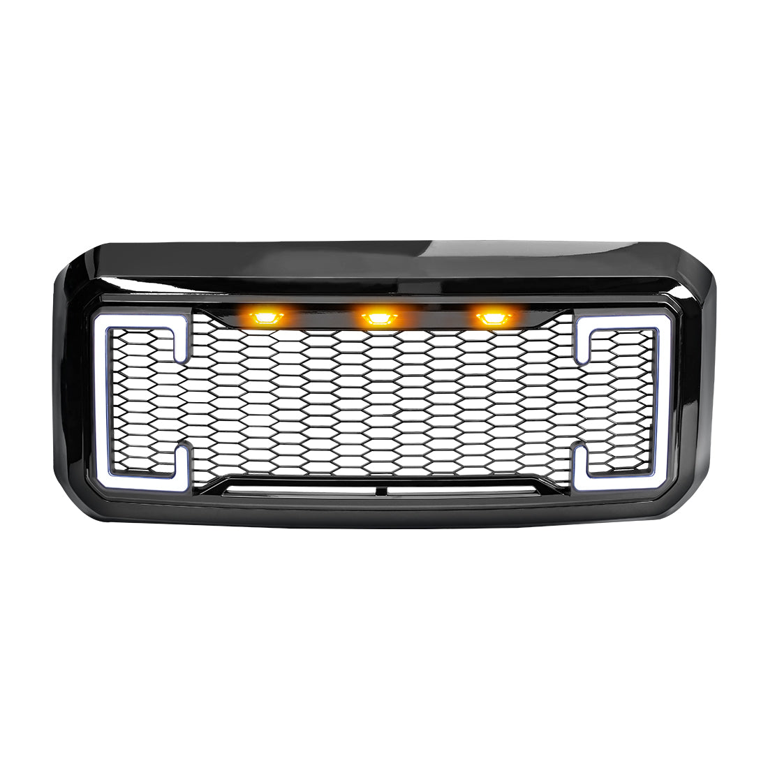 American Modified Raptor Style Mesh Grille With Amber Lights DRL And Turn Signal Lights - AMFMFA00129