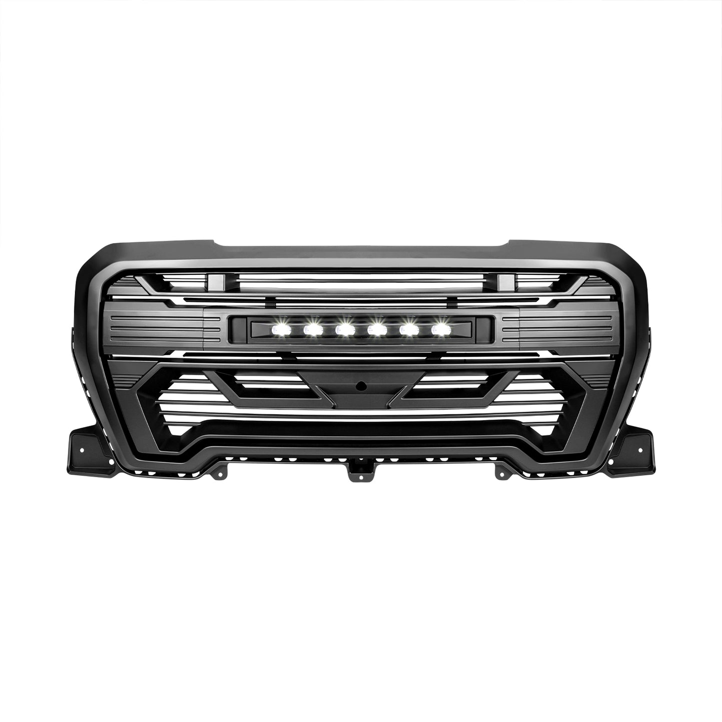 American Modified Armor Grille W/ LED Off-Road Lights Outside Surround And Front Camera Bracket Matte Black - AMGMAA00107