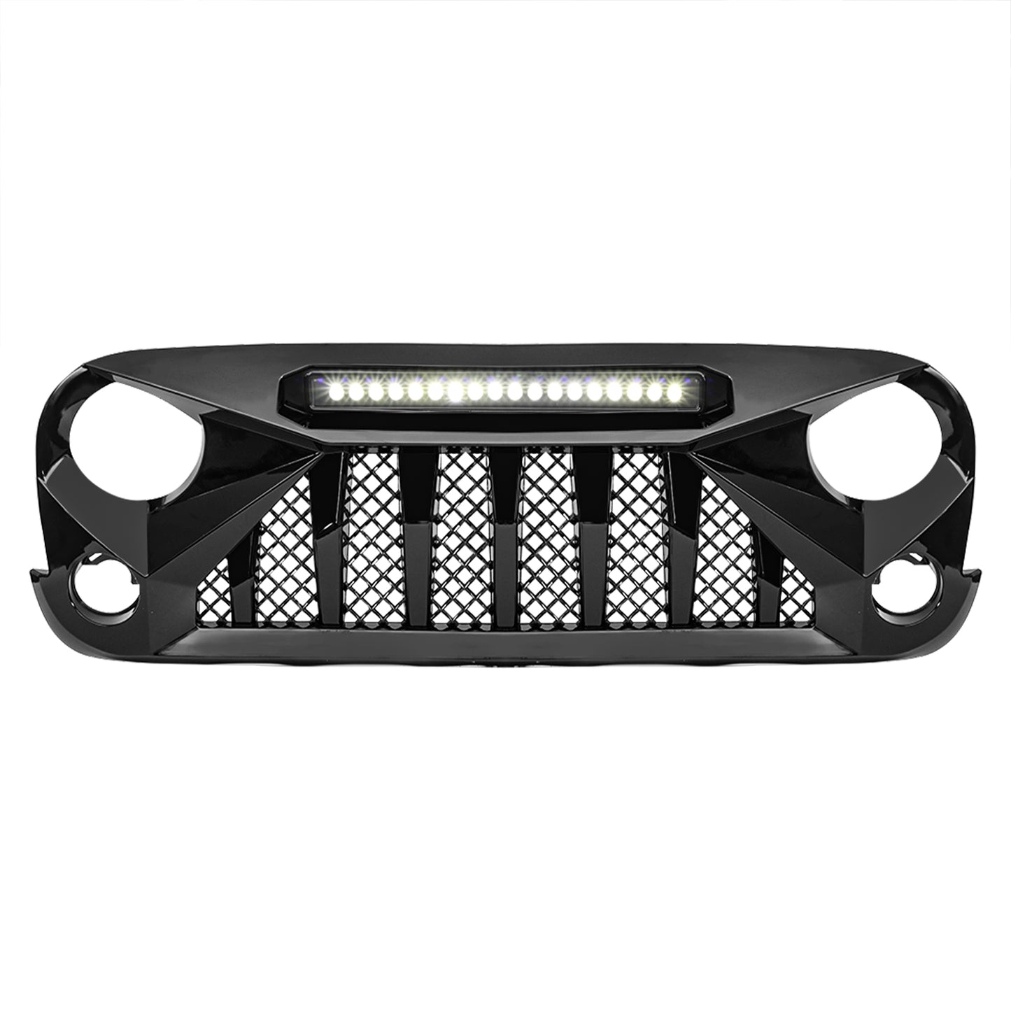 American Modified Gladiator Grille W/ 18 LED Bar Off-Road Lights Glossy Black - AMJPAA00127