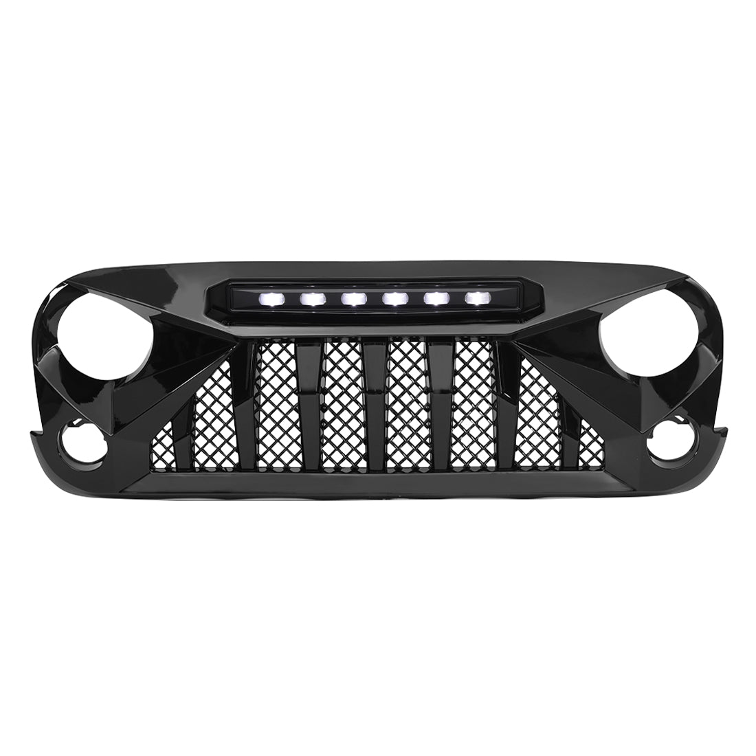 American Modified Gladiator Grille W/ 6 LED Bar Off-Road Lights Glossy Black - AMJPAA00131