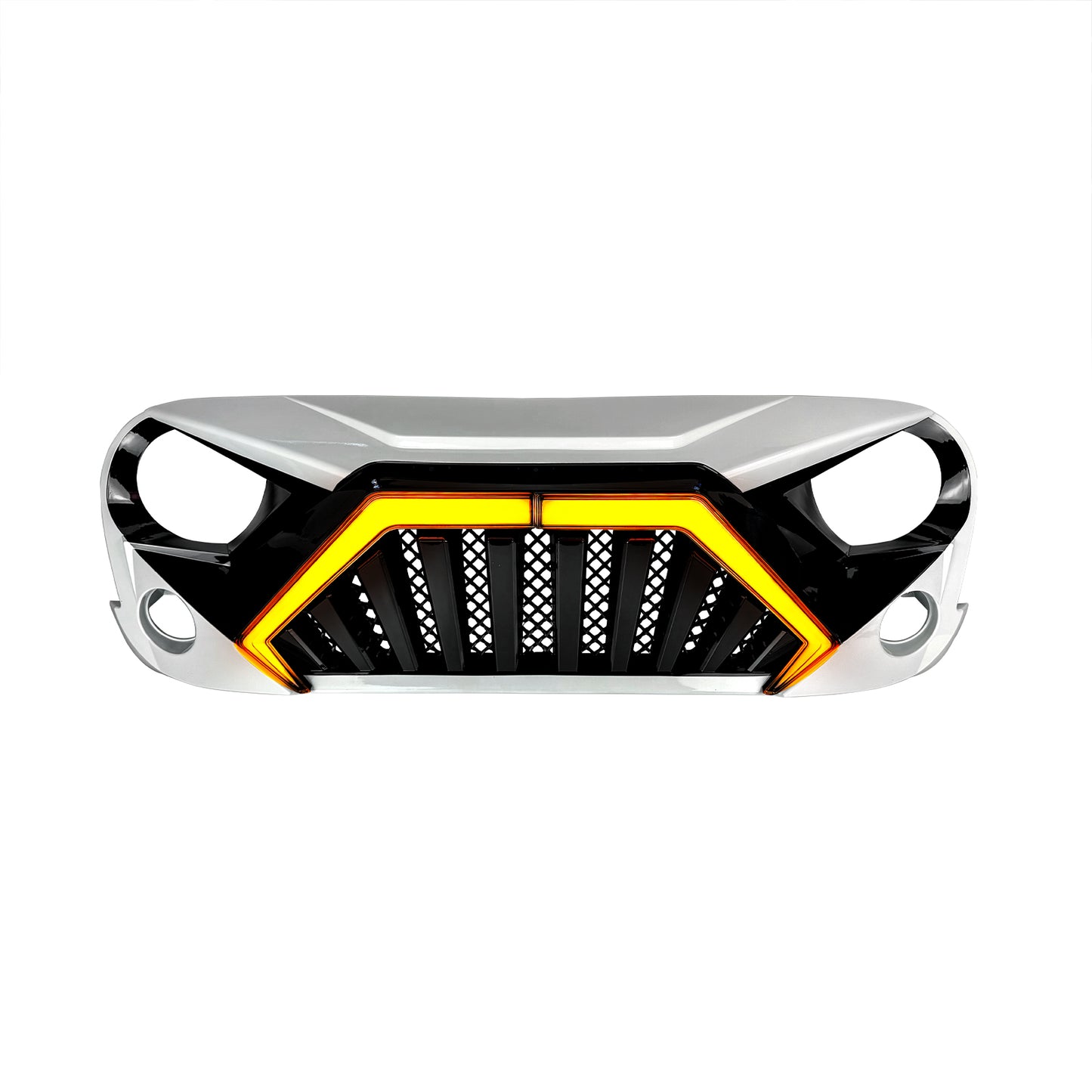 American Modified Goliath Grille W/ LED DRL And Turn Signals White & Black - AMJPAA00148