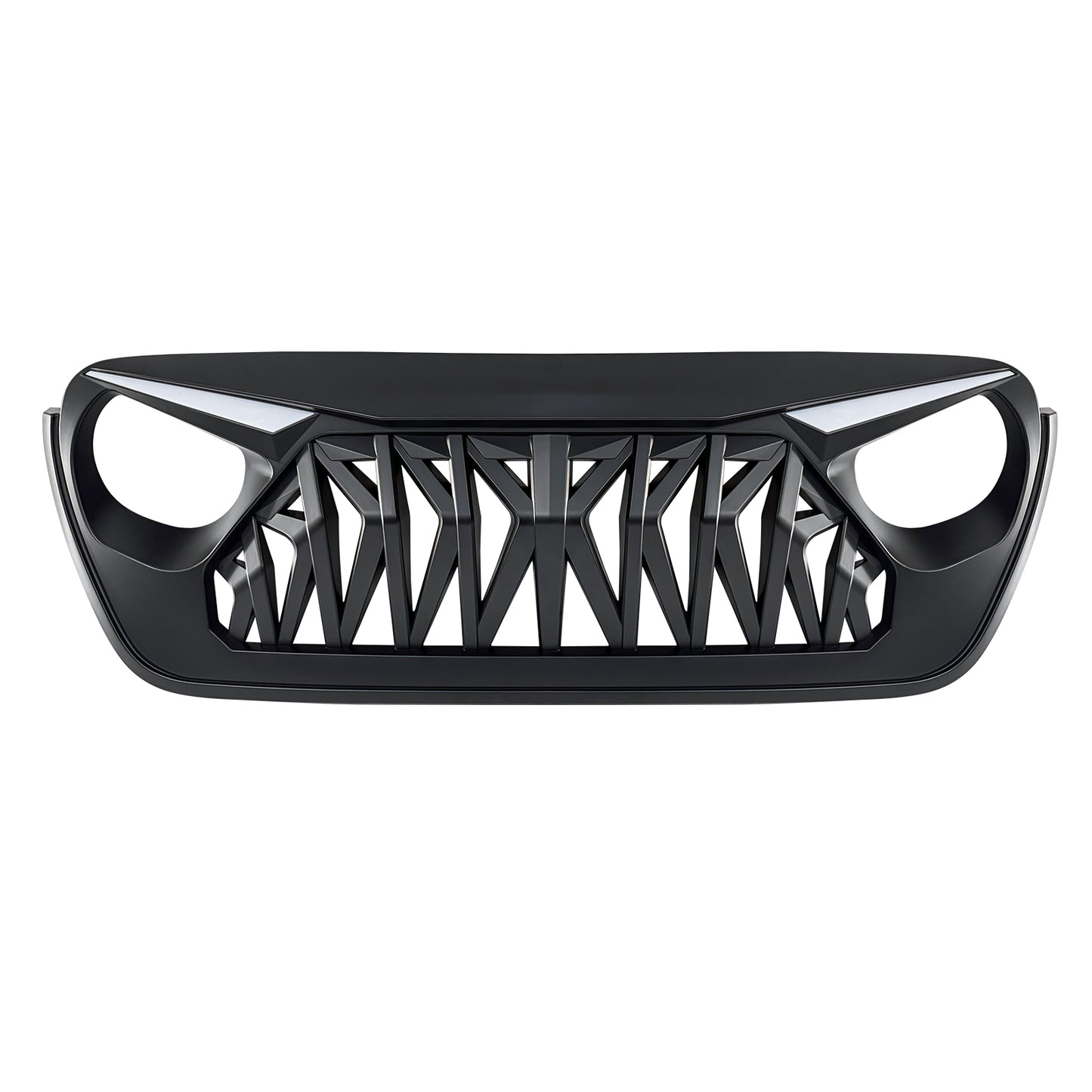 American Modified Shark Grille W/ LED Eyebrow DRL And Turn Signals - Matte Black - AMJPCA00133