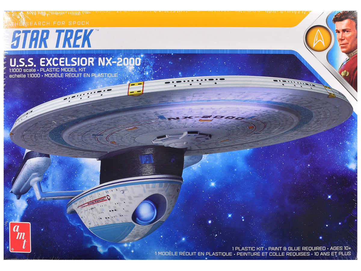 Skill 2 Model Kit U.S.S. Excelsior NX-2000 Space Ship "Star Trek III: The Search for Spock" (1984) Movie 1/1000 Scale Model by AMT free shipping USA