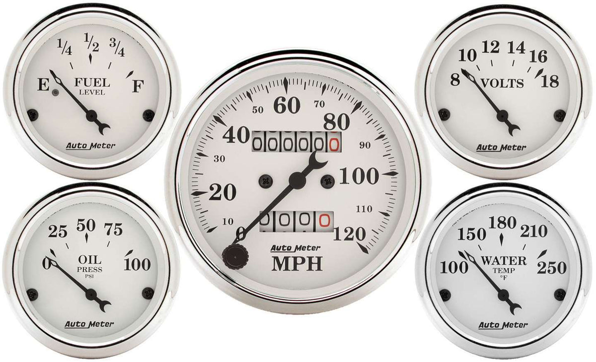 Old Tyme White Gauge Kit Mech Speedo - 1601