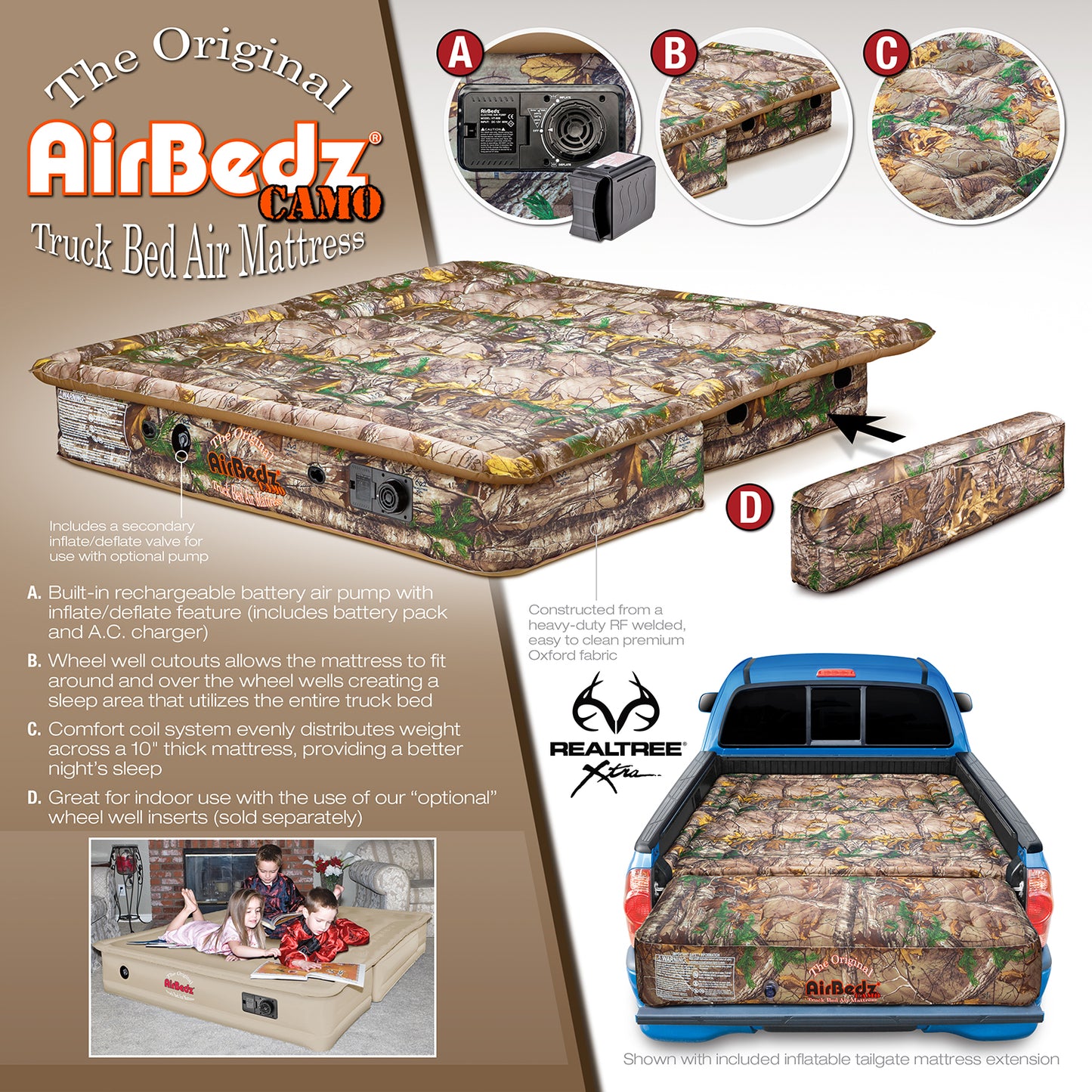 AirBedz CAMO By Pittman Outdoors - Original Inflatable Wheel Well Side Inserts - FITS ONLY PPI 405