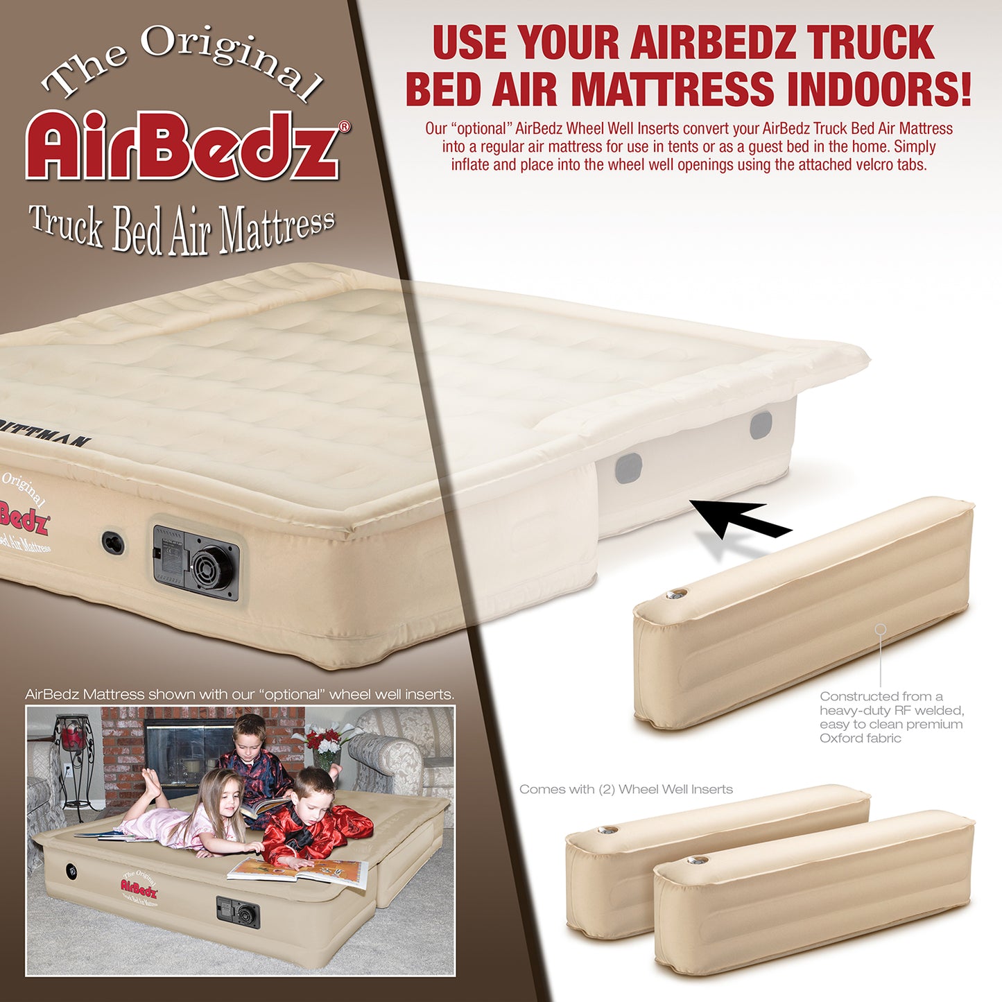 AirBedz Tan By Pittman Outdoors - Original Inflatable Wheel Well Side Inserts - FITS ONLY PPI 505