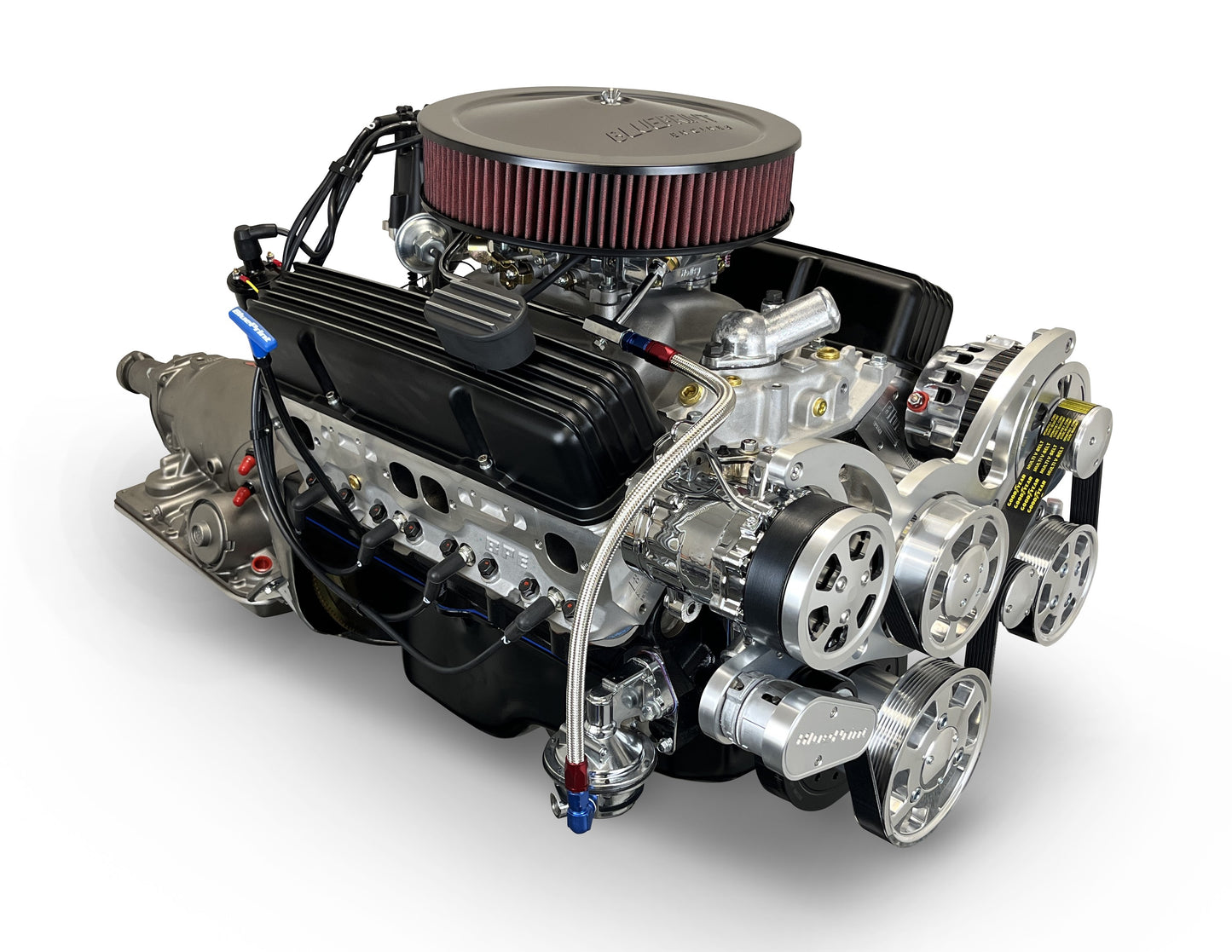 BluePrint Engines GM Small Block Compatible 400 C.I. Standard Edition - 700R4 Automatic Transmission - Carbureted - Polished Pulley Kit